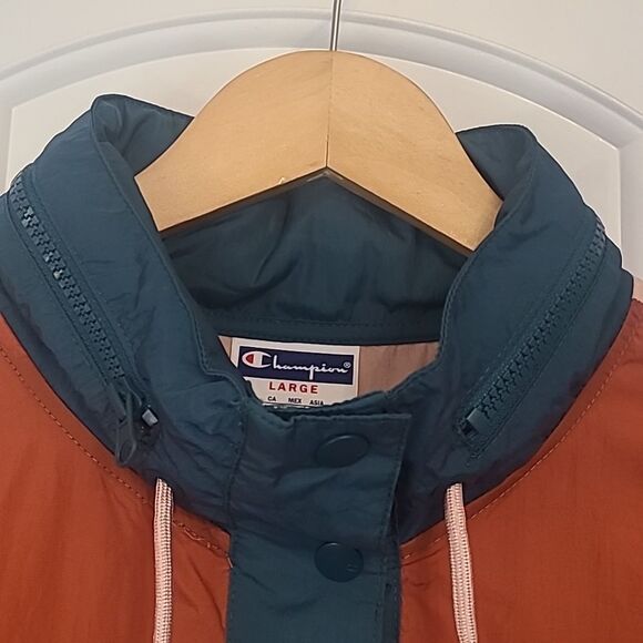 Champion Colorblocked Wind Breaker Pullover Kangaroo Pocket Size L - Picture 6 of 11
